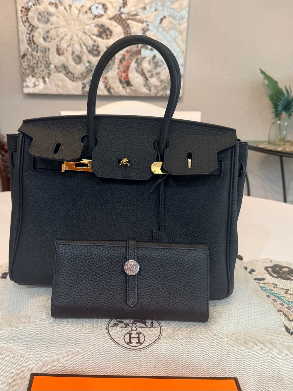 Luxury Black Leather Top-Handle Bag